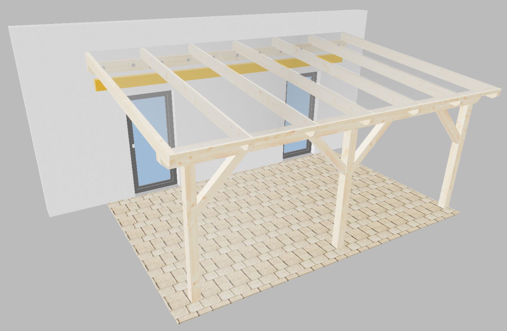 3D Ansicht Planung Holz-Terrassendach in Magdeburg